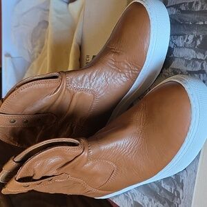 Ranch Road Whiskey Slouch Ankle Boots with White Sole